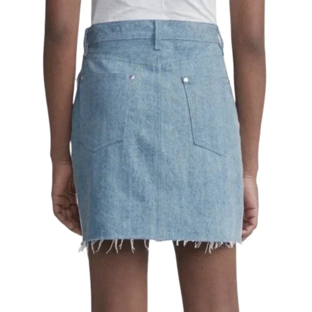 NWT Rag & Bone Moss Raw Hem Denim Mini Skirt in Double Blues